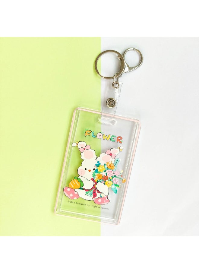 NIBEMINENT 1 - Piece Cute Little Flower Kpop Photo Card Holder Pendant Key Chain ID Badge Holder ID Card Holder Photo Card Protector for School ID Office ID Access Card for Women Girls  - Image 1