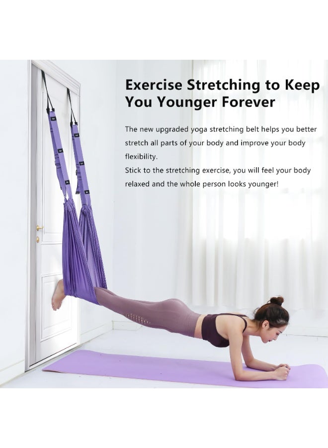 كيلا حزام تمديد اليوجا، حزام تمديد اليوجا المساعد لثني الساق والخصر والظهر، إصدار مطور مع مرساة باب وحبل مقاومة وحزام تمديد ومدرب انقلاب للرقص والبيلاتس واليوجا الجوية واللياقة البدنية - Image 3