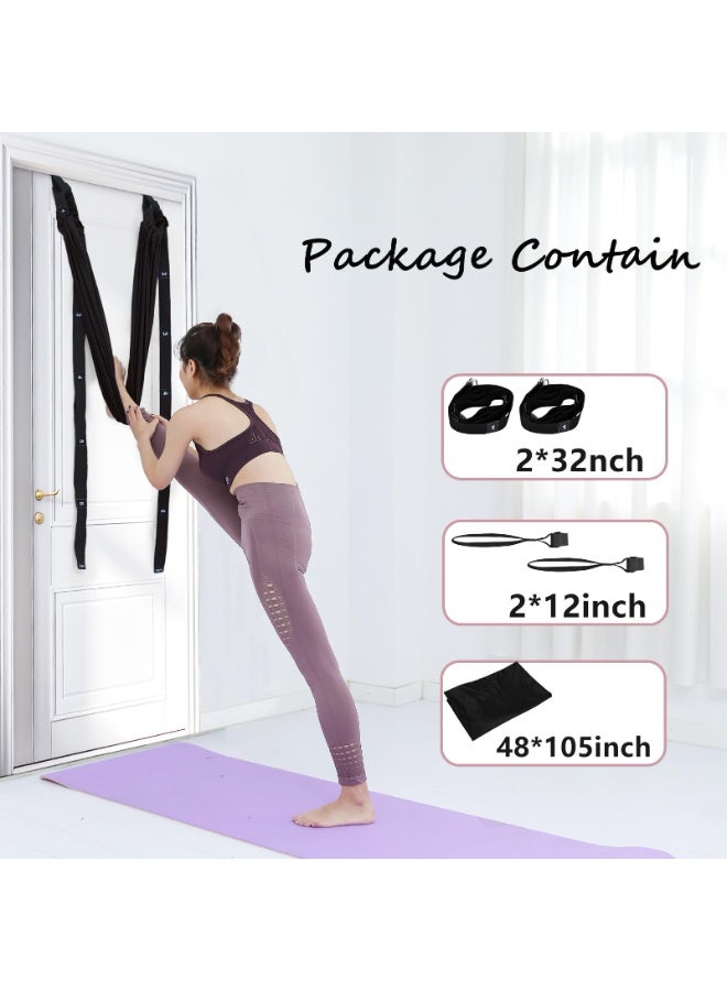 كيلا حزام تمديد اليوجا، حزام تمديد اليوجا المساعد لثني الساق والخصر والظهر، إصدار مطور مع مرساة باب وحبل مقاومة وحزام تمديد ومدرب انقلاب للرقص والبيلاتس واليوجا الجوية واللياقة البدنية - Image 4