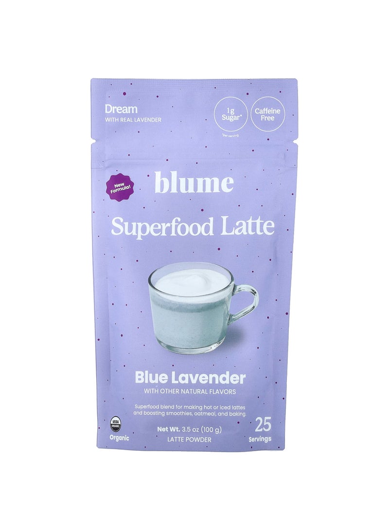 Blume Superfood Latte, Blue Lavender, Caffeine Free, 3.5 oz (100 g) - Image 1