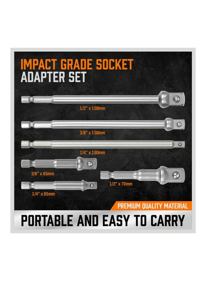 NIBEMINENT 6-Piece Impact Grade Socket Adapter Silver  - Image 2