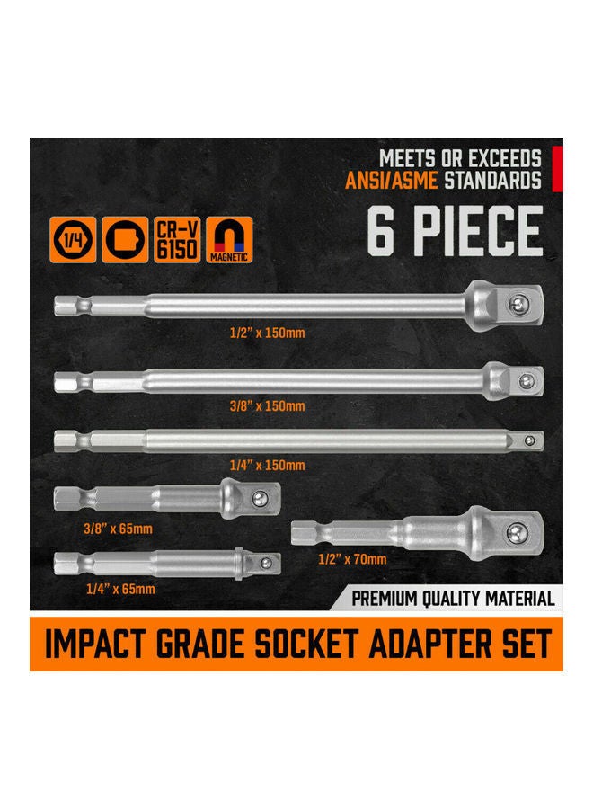 NIBEMINENT 6-Piece Impact Grade Socket Adapter Silver  - Image 3