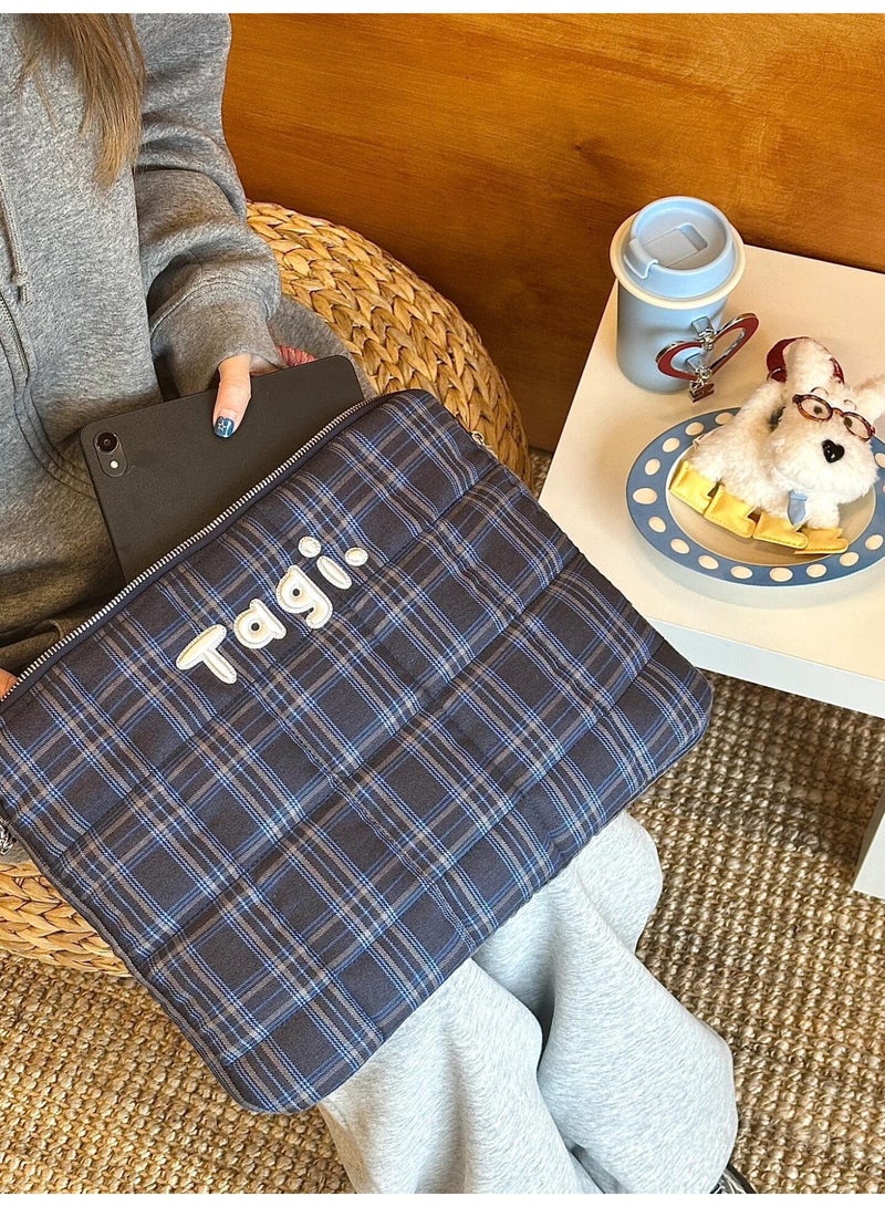 TG Tagi 14-16 inch laptop computer bag - Large capacity checkered embroidered flat storage bag - Image 3