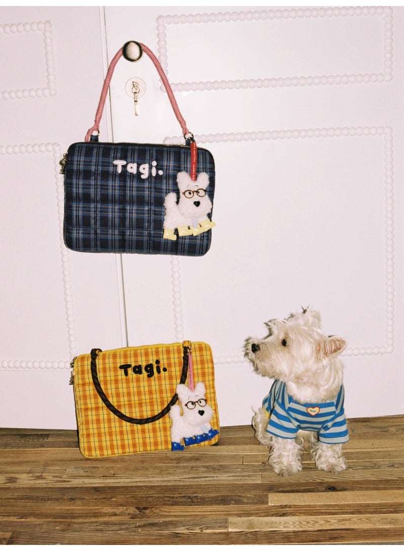 TG Tagi 14-16 inch laptop computer bag - Large capacity checkered embroidered flat storage bag - Image 5