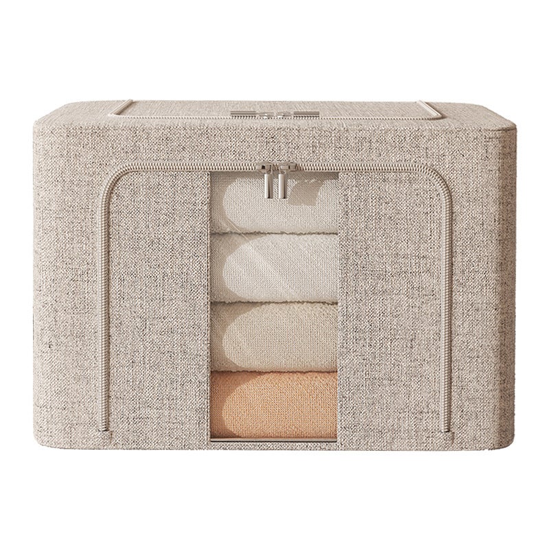 Large Cotton and Linen Household Storage Box Storage Box Large Capacity Clothing Foldableing Bagna Box Storage Box Thickeneded Extra Large(Gray stripe, 100L（60*40*42cm）) - Image 5
