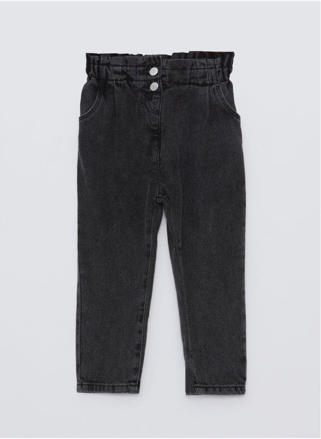 LC WAIKIKI Paperbag Fit Elastic Waist Baby Girl Jean Trousers  - Image 1