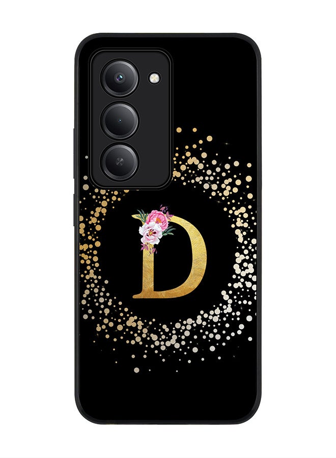 Stylizedd For Xiaomi Redmi 15 5G Case,Slim fit Camera Protection, Shockproof Thin Phone cover  - Custom Monogram Floral - D ( Black ) - Image 1