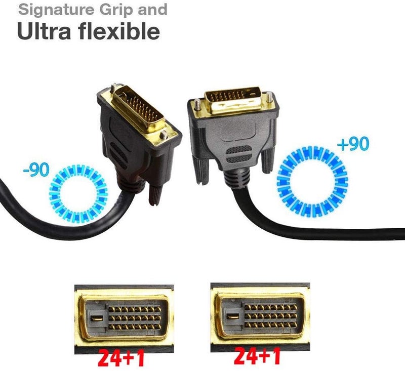CABLESETC Gold Plated DVI-D 24+1 Pin Male to DVI Male Cable for PC TV LCD Monitor - 1.8m - Image 3