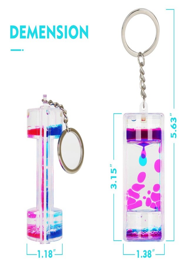 FKYTION Liquid Motion Bubbler Key Chain Pack of 8 Great Desktop Colorful Hourglass Liquid Bubbler Small Calming Relaxing Toys (Rainbow Series, Pack of 8) - Image 3