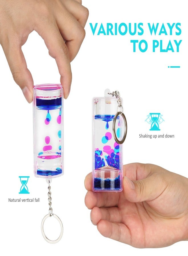 FKYTION Liquid Motion Bubbler Key Chain Pack of 8 Great Desktop Colorful Hourglass Liquid Bubbler Small Calming Relaxing Toys (Rainbow Series, Pack of 8) - Image 4