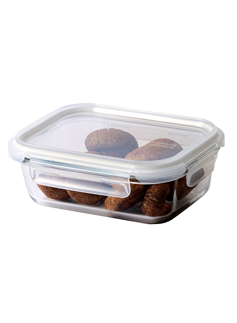 LocknLock Stackable Tempered Glass Rectangular Food Container 640ml , Airtight with 4-Side Locking Lid, Microwave, Freezer & Dishwasher Safe, Stackable Glass Storage for Meal Prep & Leftovers