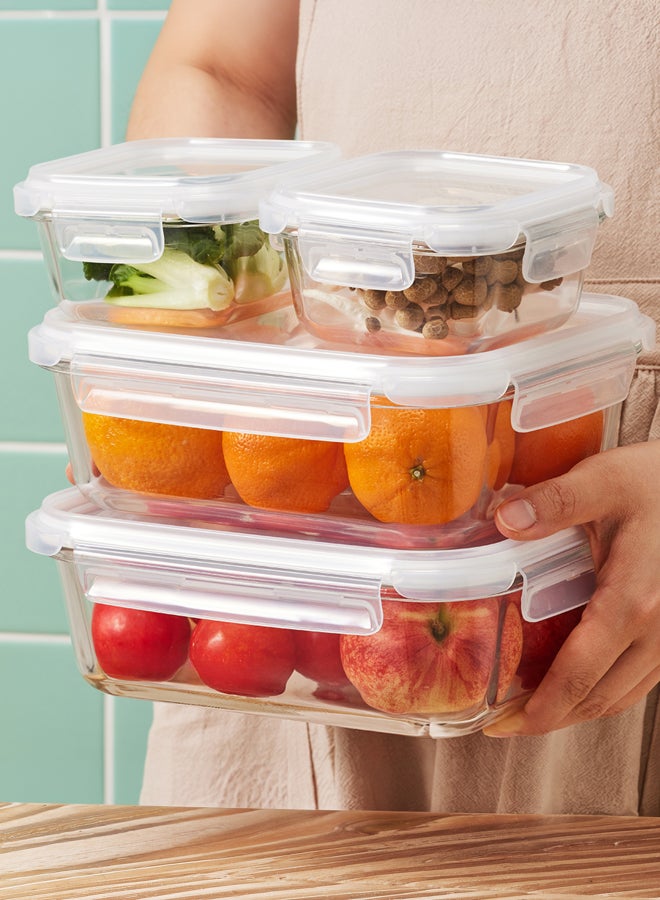 LocknLock Stackable Tempered Glass Rectangular Food Container 640ml , Airtight with 4-Side Locking Lid, Microwave, Freezer & Dishwasher Safe, Stackable Glass Storage for Meal Prep & Leftovers - Image 5