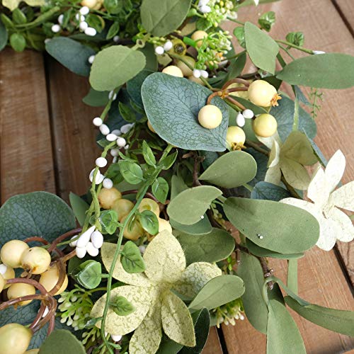 Bibelot 20Inch Artificial Eucalyptus Berry Wreath Green Leaf Eucalyptus Wreaths Spring Summer Wreath for Front Door Window Hanging Wall Party Decorations (20in) - Image 4