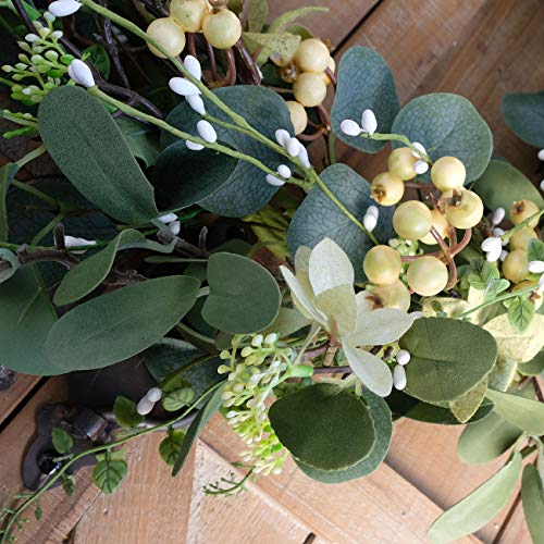 Bibelot 20Inch Artificial Eucalyptus Berry Wreath Green Leaf Eucalyptus Wreaths Spring Summer Wreath for Front Door Window Hanging Wall Party Decorations (20in) - Image 5