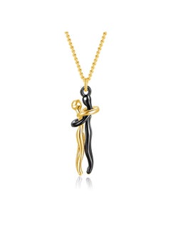 Personalized Hug Necklace for Women Men Custom Name Couple Necklaces Stainless Steel Love You Forever Necklace Name Gifts for Him and Her Birthday Small Black/Gold