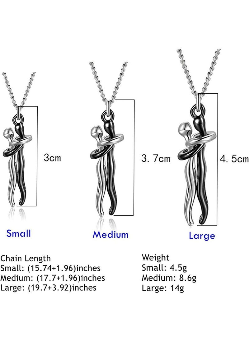Generic - Personalized Hug Necklace for Women Men Custom Name Couple Necklaces Stainless Steel Love You Forever Necklace Name Gifts for Him and Her Birthday Small Black/Gold - Image 1