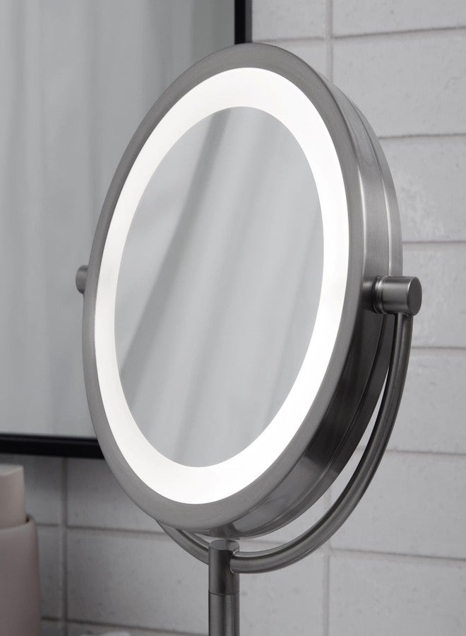 JERDON Lighted Tabletop Mirror with 10X/1X Magnification - LED Lighted Makeup Mirror with Multiple Light Settings in Nickel Finish - 8.5-Inch Diameter Vanity Mirror - Model JS8510BN - Image 4
