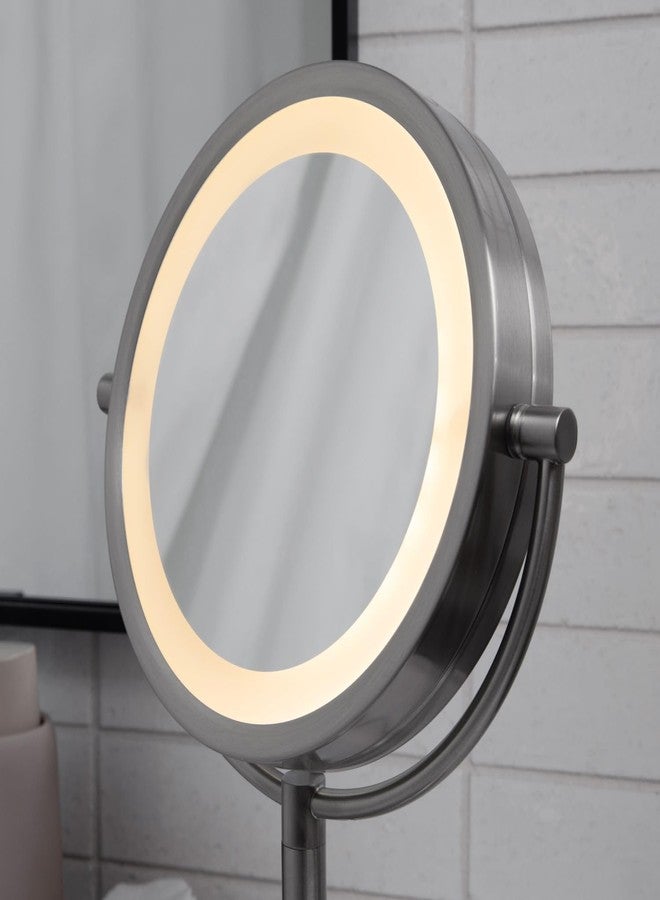 JERDON Lighted Tabletop Mirror with 10X/1X Magnification - LED Lighted Makeup Mirror with Multiple Light Settings in Nickel Finish - 8.5-Inch Diameter Vanity Mirror - Model JS8510BN - Image 2
