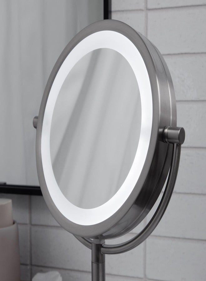 JERDON Lighted Tabletop Mirror with 10X/1X Magnification - LED Lighted Makeup Mirror with Multiple Light Settings in Nickel Finish - 8.5-Inch Diameter Vanity Mirror - Model JS8510BN - Image 3