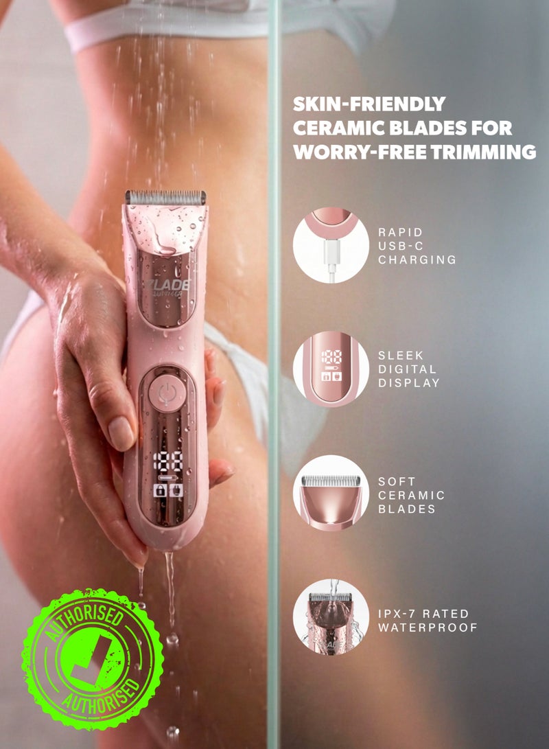 ZLADE Summer PRO Bikini Water Proof IPX7 Trimmer For Women | Private parts, Underarms, Arms, Legs & Body | Soft Ceramic Blades | No Nicks or Cuts, No Skin Irritation | USB C Fast Charging, 90mins Runtime | Fully Waterproof and Silent - Image 1
