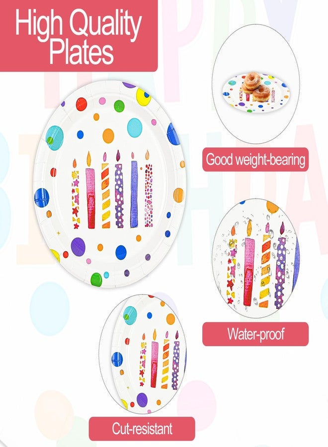 HFBOBP 72PCS Happy Birthday Paper Plates and Napkins Decorations, 7inch Colorful Dots Cake Dessert Plates with Forks Disposable Dinnerware Tableware Set for Birthday Party Supplies (Birthday Candle) - Image 4