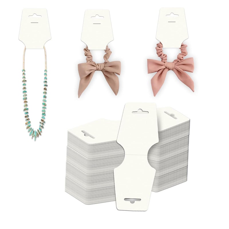 DEEPTAGS Jewellery Display Cards for Bracelet, Earring, Necklace, Jewelry, Hair Tie - White, 200 PCS - Image 1