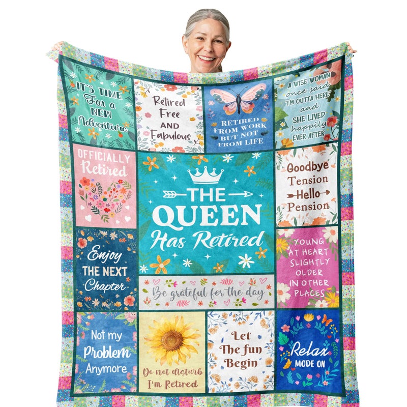 Zolumy Retirement Gift for Woman, Cool Retirement Gifts Women, Retirement Party Decorations, Funny Retired Gifts for Nurse/Teacher/Coworker/Mom, Soft Blanket 60x50in - Image 1