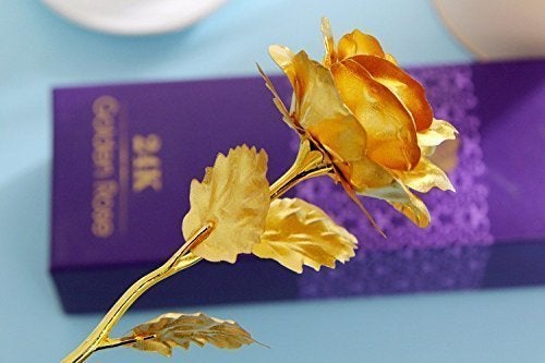 KANSHOKK KANSHOKK Valentines Day Friendships Day Special 24K Gold Rose with Beautiful Gift Box Gold Rose for GirlfriendBoyfriend Golden 