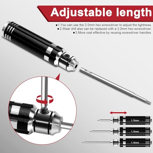 DULIWO 12Pcs Short Handle RC Tool Kit w/Quick Change Hex/Phillips/Flat Nut Drivers & Pliers for 1/18 1/24 Micro Crawler - SCX24, TRX4M, Axial, Traxxas, Losi Mini-T 2.0, FMS(Black) - Image 4