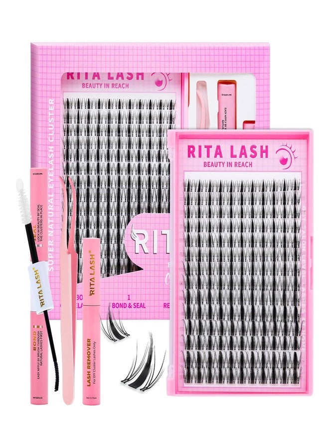 RITALASH Fairy Lash Clusters Kit D Curl Eyelash Clusters Kit Cluster Eyelash Extensions Lashes Clusters Kit Pestañas Postizas Naturales Lash Extension Kit+Lash Bond&Seal,Lash Glue Remover,Tweezers(Fairy Kit) - Image 1