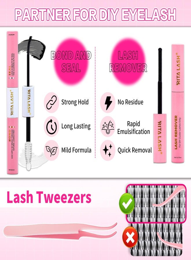 RITALASH Fairy Lash Clusters Kit D Curl Eyelash Clusters Kit Cluster Eyelash Extensions Lashes Clusters Kit Pestañas Postizas Naturales Lash Extension Kit+Lash Bond&Seal,Lash Glue Remover,Tweezers(Fairy Kit) - Image 5