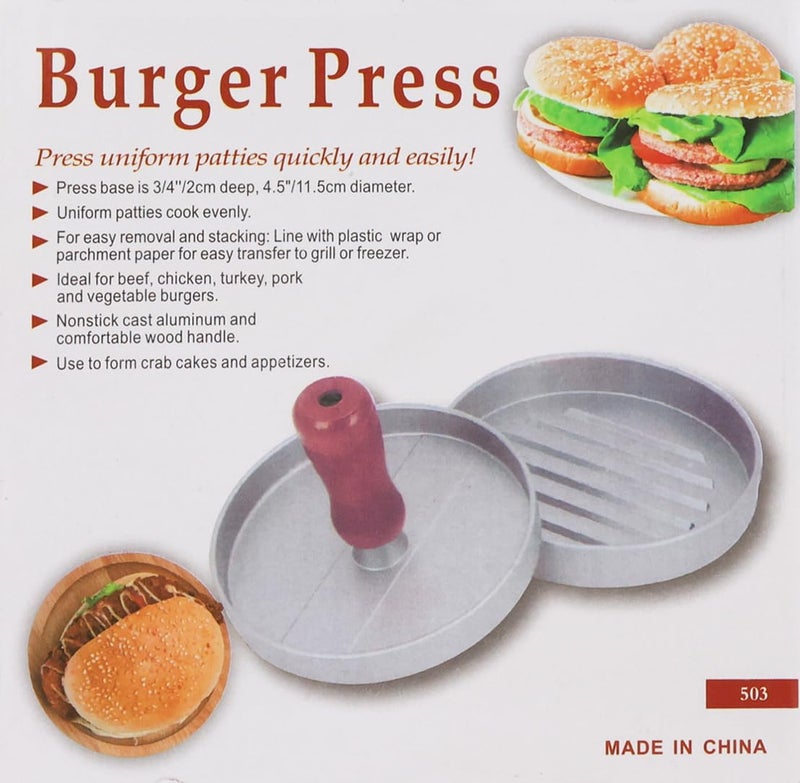 Delidge 1 Set Round Shape Hamburger Press Aluminum Alloy 11 cm Hamburger Meat Beef Grill Burger Press Patty Maker Mold - Image 4