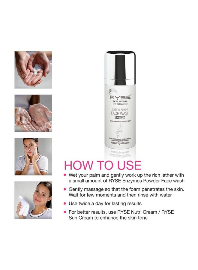 RYSE Enzyme Powder Face Wash - Improves Skin Tone, Paraben Free, Rice Bran Face Cleanser 60gm - Image 3