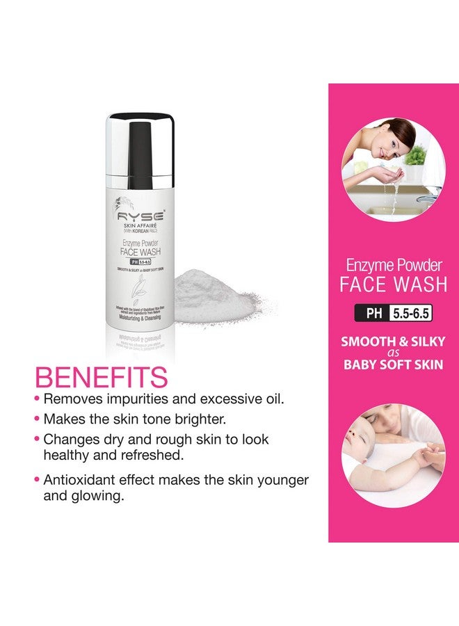 RYSE Enzyme Powder Face Wash - Improves Skin Tone, Paraben Free, Rice Bran Face Cleanser 60gm - Image 4