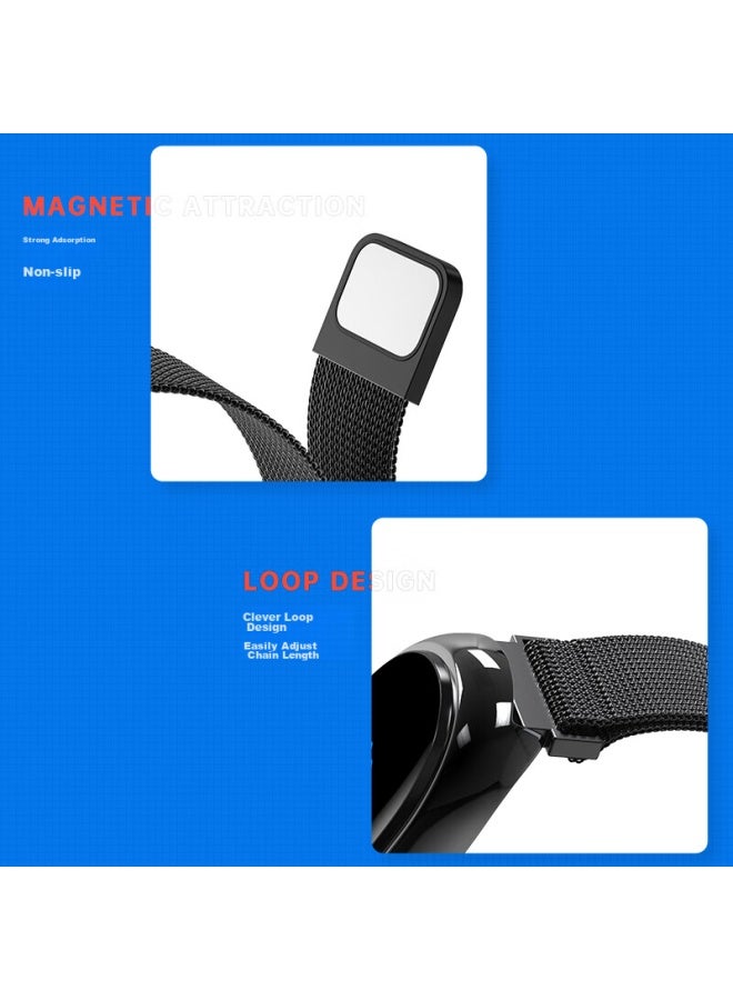 Canghua متوافق مع Xiaomi Band 7 سوار، إبزيم مغناطيسي معدني Milanese Loop لـ Xiaomi Band 7 Nfc Version سوار بديل، مناسب لـ Xiaomi Band 7/7 Nfc، أسود - Image 5