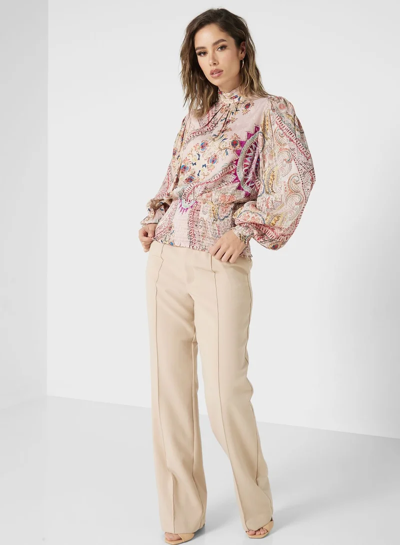 GUESS Floral Print Puff Sleeve Top