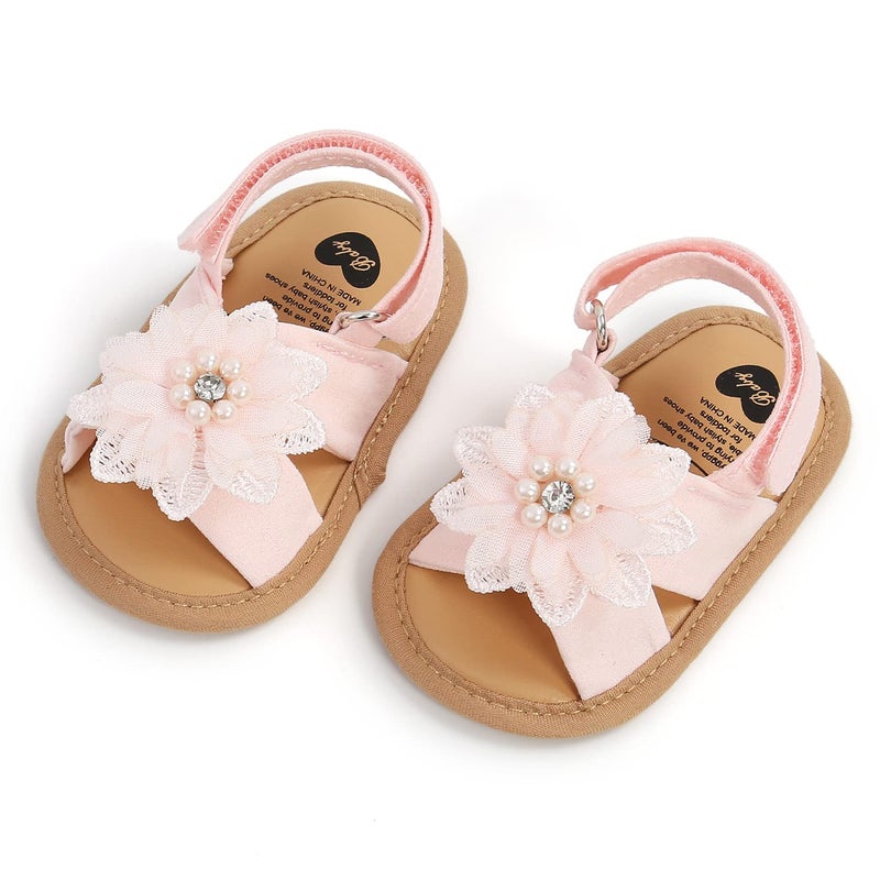 GDSDYM Infant Baby Girls Summer Sandals with Flowers Soft Sole Newborn Princess First Walker Crib Wedding Dress Shoes - Image 5