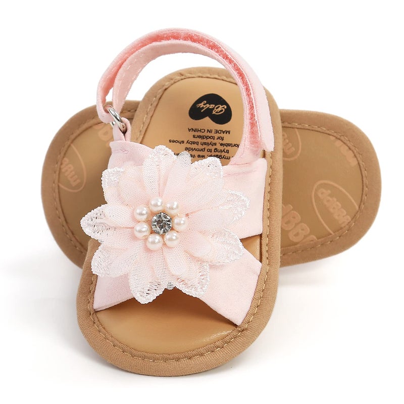 GDSDYM Infant Baby Girls Summer Sandals with Flowers Soft Sole Newborn Princess First Walker Crib Wedding Dress Shoes - Image 1