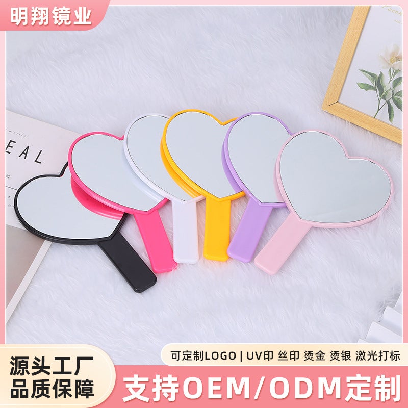 Portable Handheld Mirror For Girls, Makeup Mirror, Heart Handle Mirror, Cute Handheld Mirror, Makeup Mirror, Single Side - Image 2