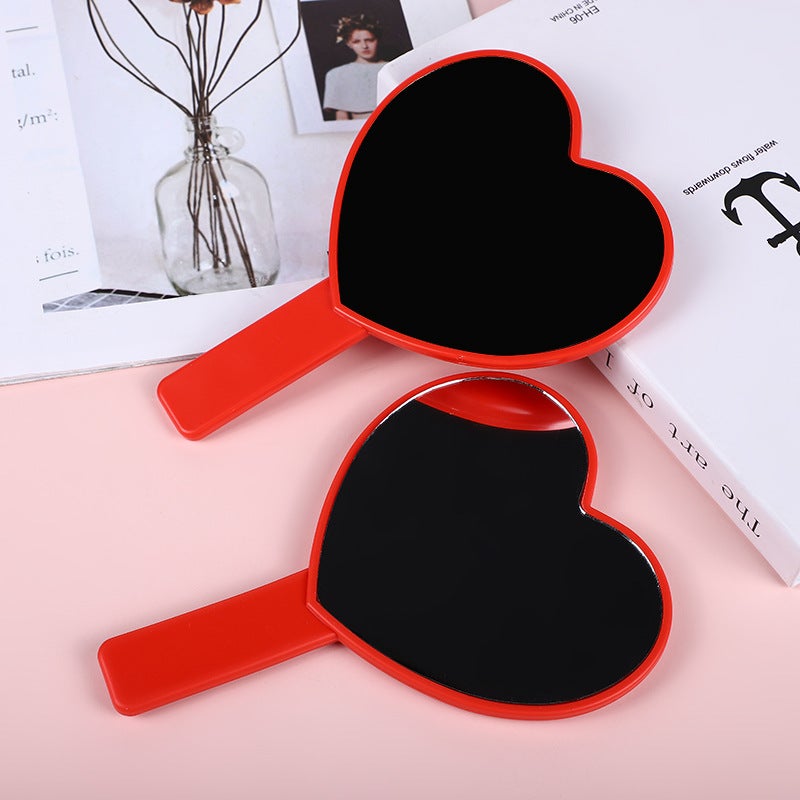 Portable Handheld Mirror For Girls, Makeup Mirror, Heart Handle Mirror, Cute Handheld Mirror, Makeup Mirror, Single Side - Image 1