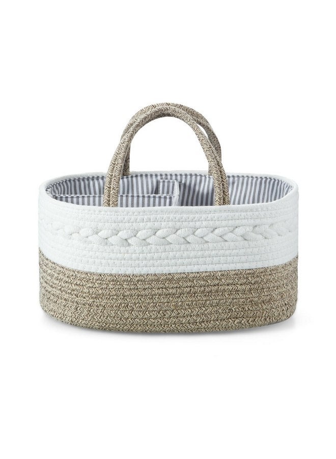 PandaEar PandaEar Baby Diaper Caddy Organizer, Portable Nursery Storage Basket Cotton Rope Diaper Caddy for Baby Shower Gifts Newborn Infants -Brown  - Image 1