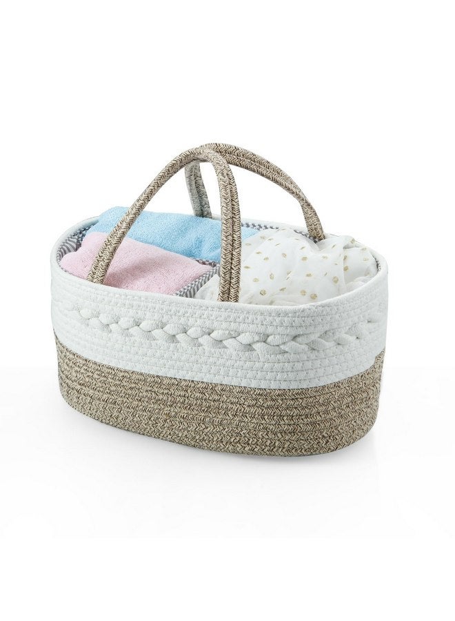 PandaEar PandaEar Baby Diaper Caddy Organizer, Portable Nursery Storage Basket Cotton Rope Diaper Caddy for Baby Shower Gifts Newborn Infants -Brown  - Image 3