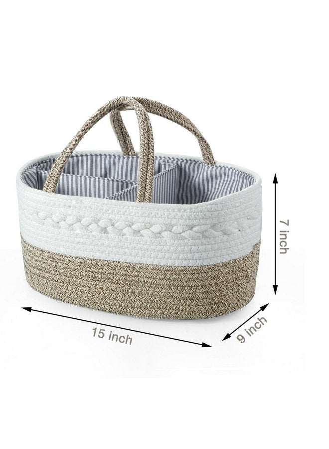 PandaEar PandaEar Baby Diaper Caddy Organizer, Portable Nursery Storage Basket Cotton Rope Diaper Caddy for Baby Shower Gifts Newborn Infants -Brown  - Image 4