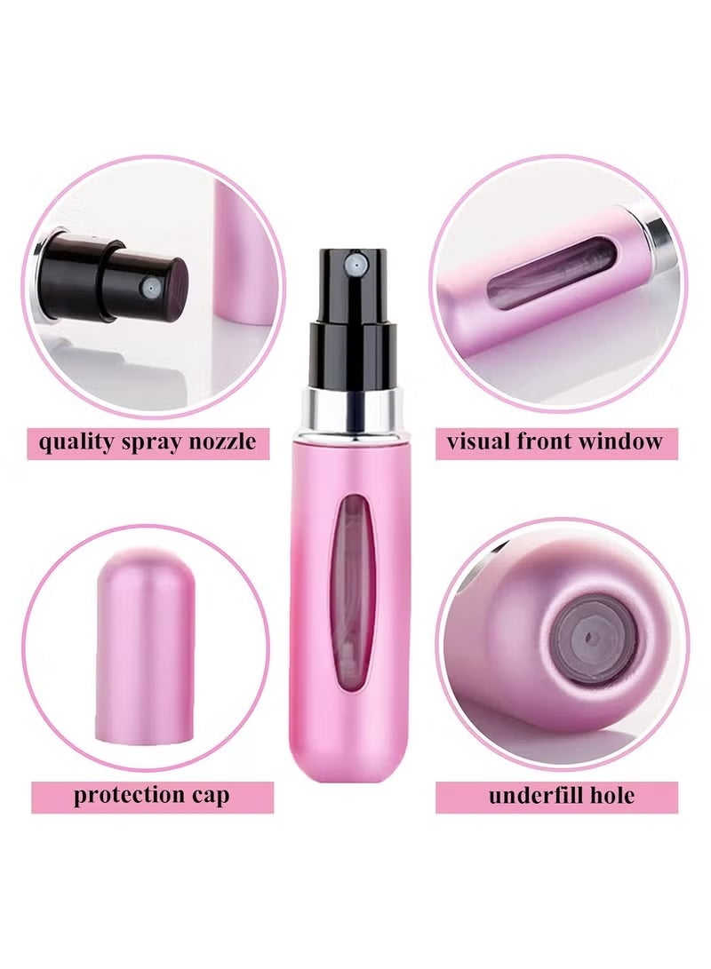 هامزون زجاجات رذاذ عطر قابلة لإعادة التعبئة للسفر، 5 زجاجات رذاذ صغيرة سعة 5 مل، حاويات عطر فارغة محمولة للعطور، ومزيلات العرق، والعطلات، والنزهات الليلية - متعددة الألوان - Image 2