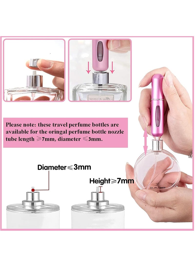 هامزون زجاجات رذاذ عطر قابلة لإعادة التعبئة للسفر، 5 زجاجات رذاذ صغيرة سعة 5 مل، حاويات عطر فارغة محمولة للعطور، ومزيلات العرق، والعطلات، والنزهات الليلية - متعددة الألوان - Image 5