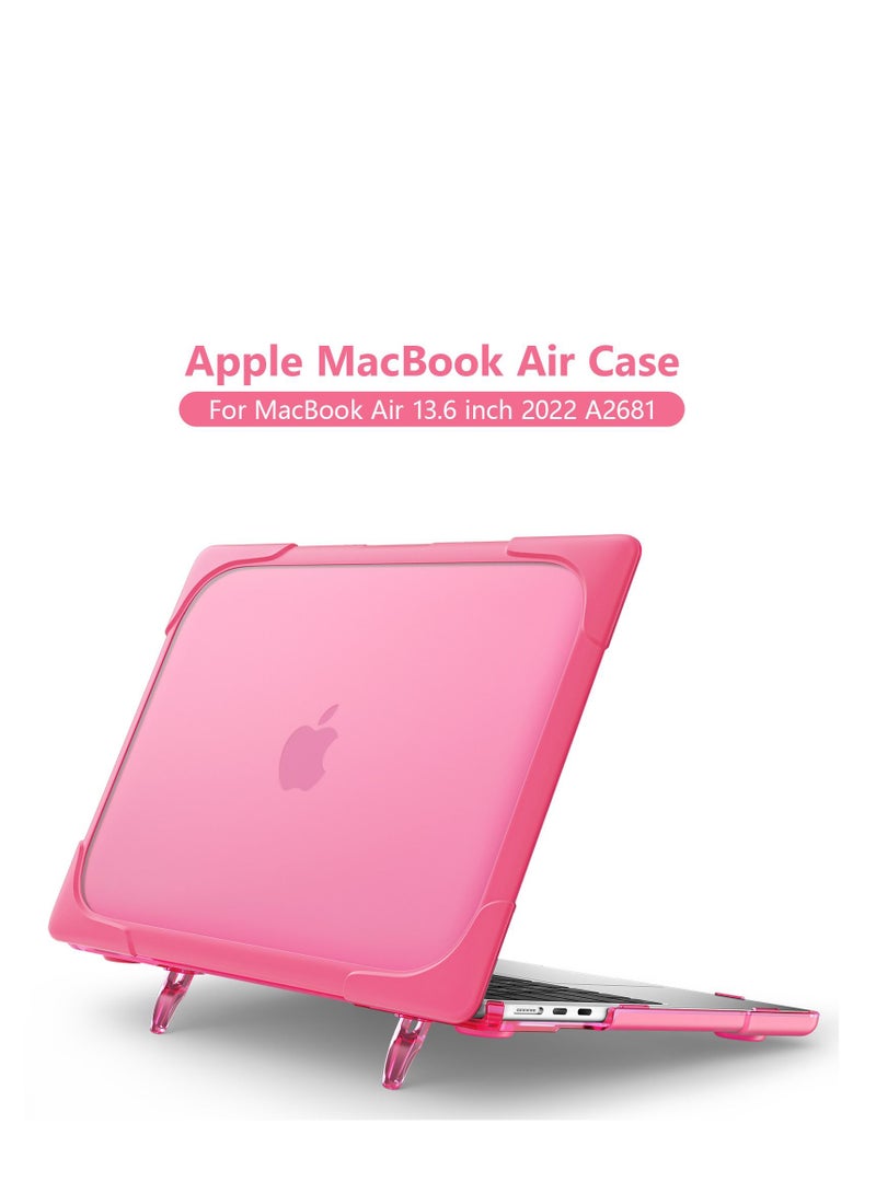 GULFLINK Hard Shell Case Cover with Kickstand Shockproof Function for MacBook Air 2022 (A2681) 13.6inch Rose red - Image 1