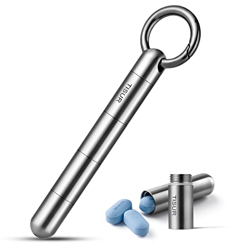 TISUR Large Keychain Pill Holder, Titanium Pill Case Waterproof Pill Fob for Travel Purse Pocket,Pill Organize - Image 1
