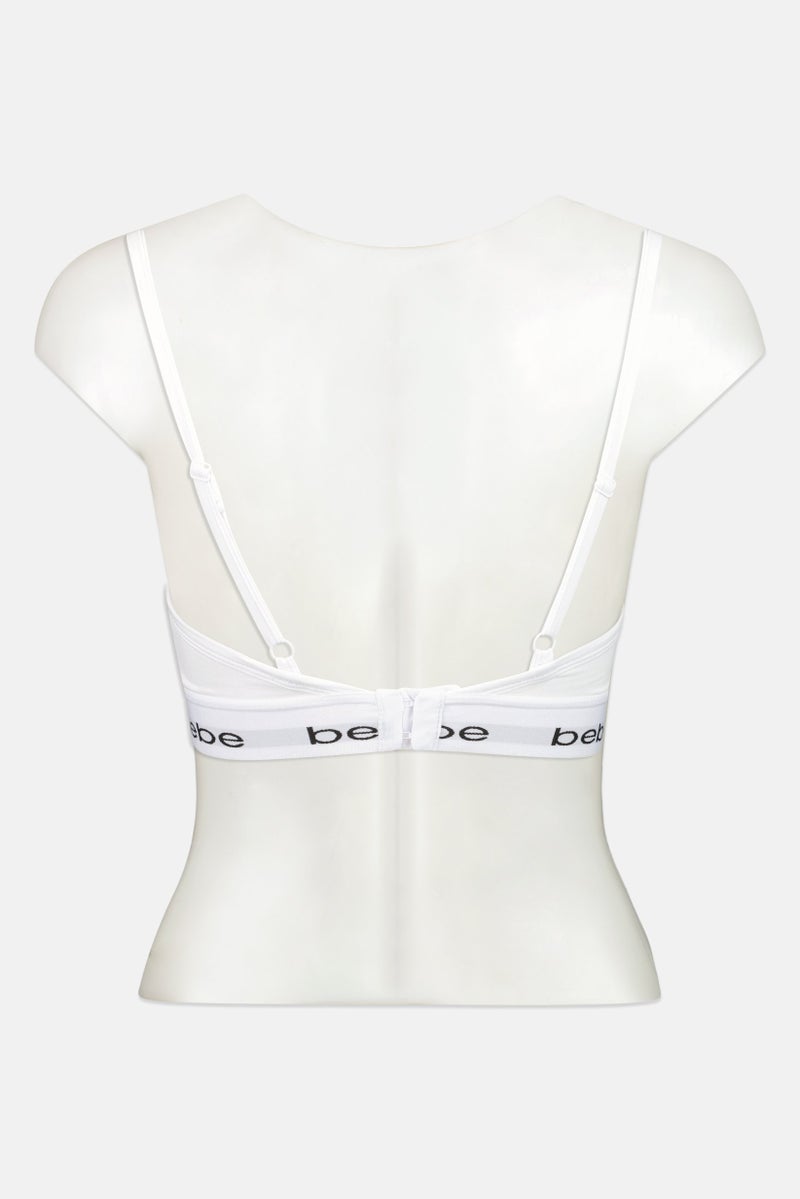 bebe Women Brand Logo Padded Bralette, White - Image 3