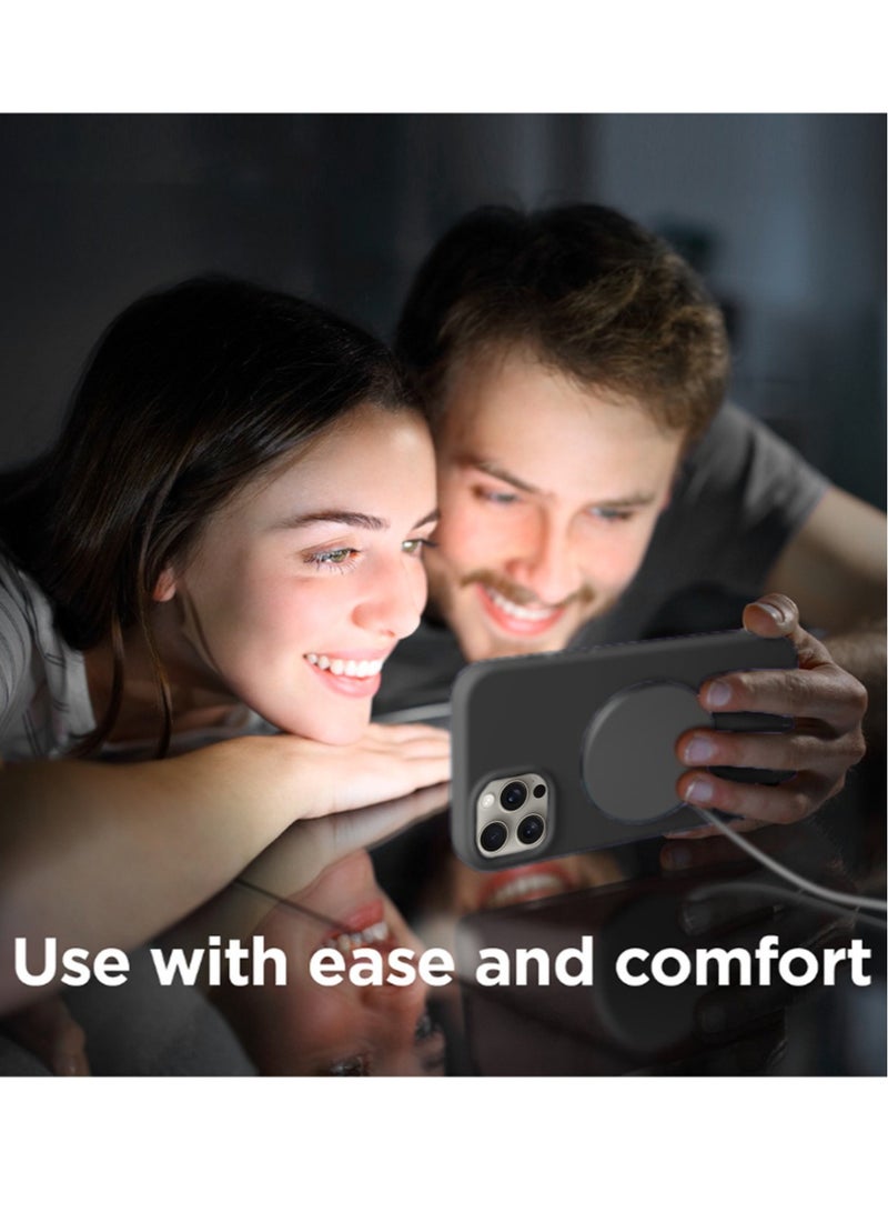 Techie غطاء خلفي من السيليكون الناعم الناعم MagSafe من Techie، بطانة داخلية من الألياف الدقيقة لهاتف Apple iPhone 15 Pro Max - أسود - Image 5