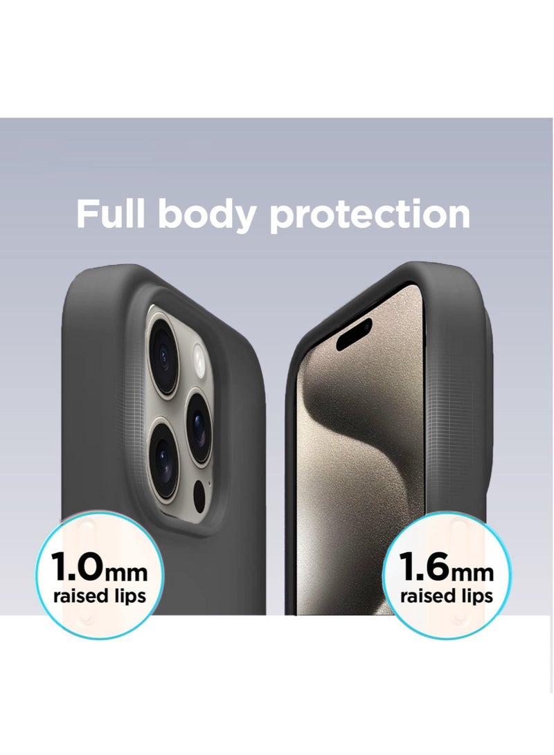 Techie غطاء خلفي من السيليكون الناعم الناعم MagSafe من Techie، بطانة داخلية من الألياف الدقيقة لهاتف Apple iPhone 15 Pro Max - أسود - Image 2